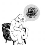 overhlelmed woman sketch mentally exhausted